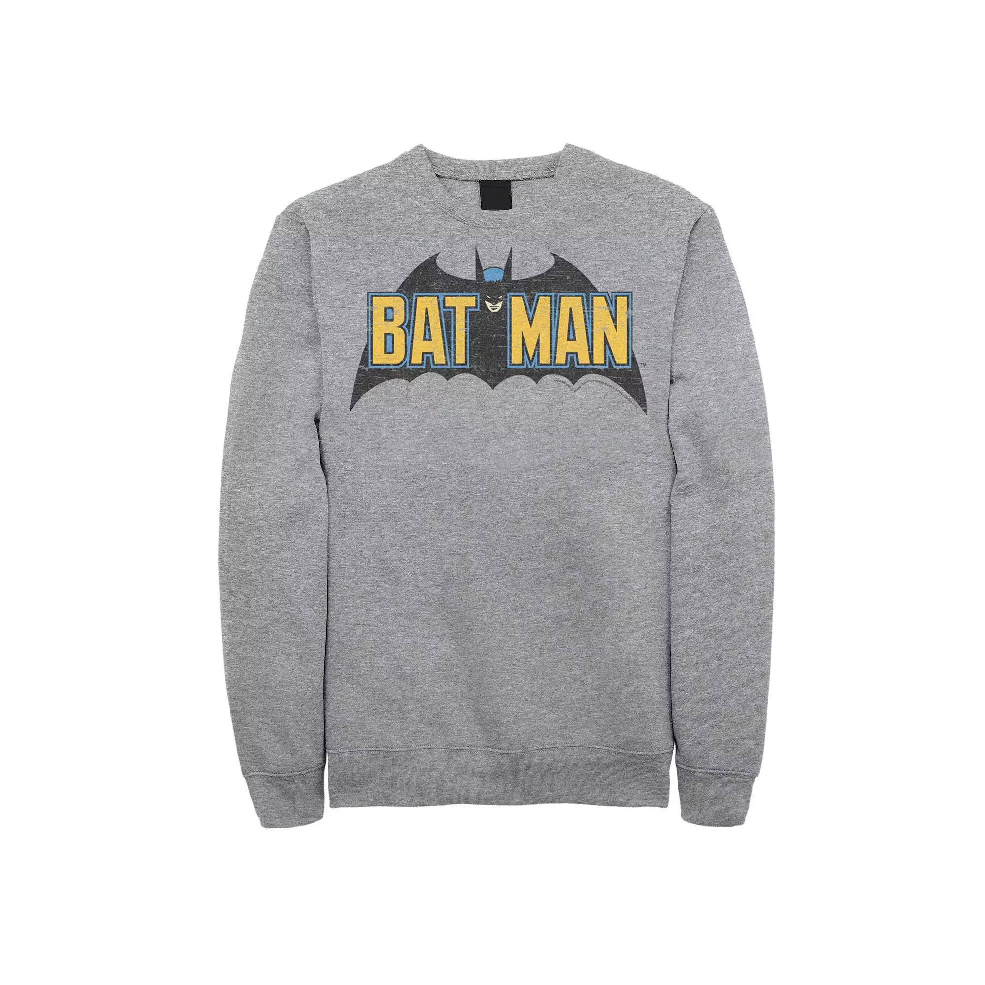 Big & Tall DC Comics Batman Distressed Vintage Text Logo Graphic Fleece Pullover, Men's, Size: 4XL, Athletic Grey Product Image