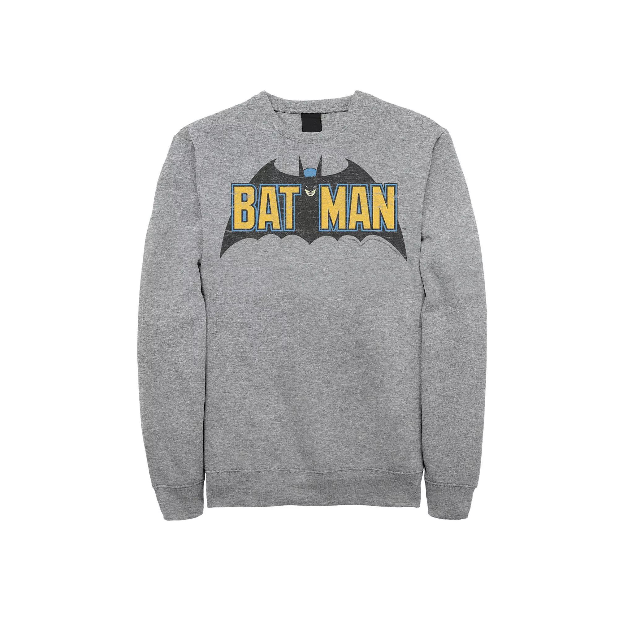 Big & Tall DC Comics Batman Distressed Vintage Text Logo Graphic Fleece Pullover, Men's, Size: 4XL, Athletic Grey Product Image