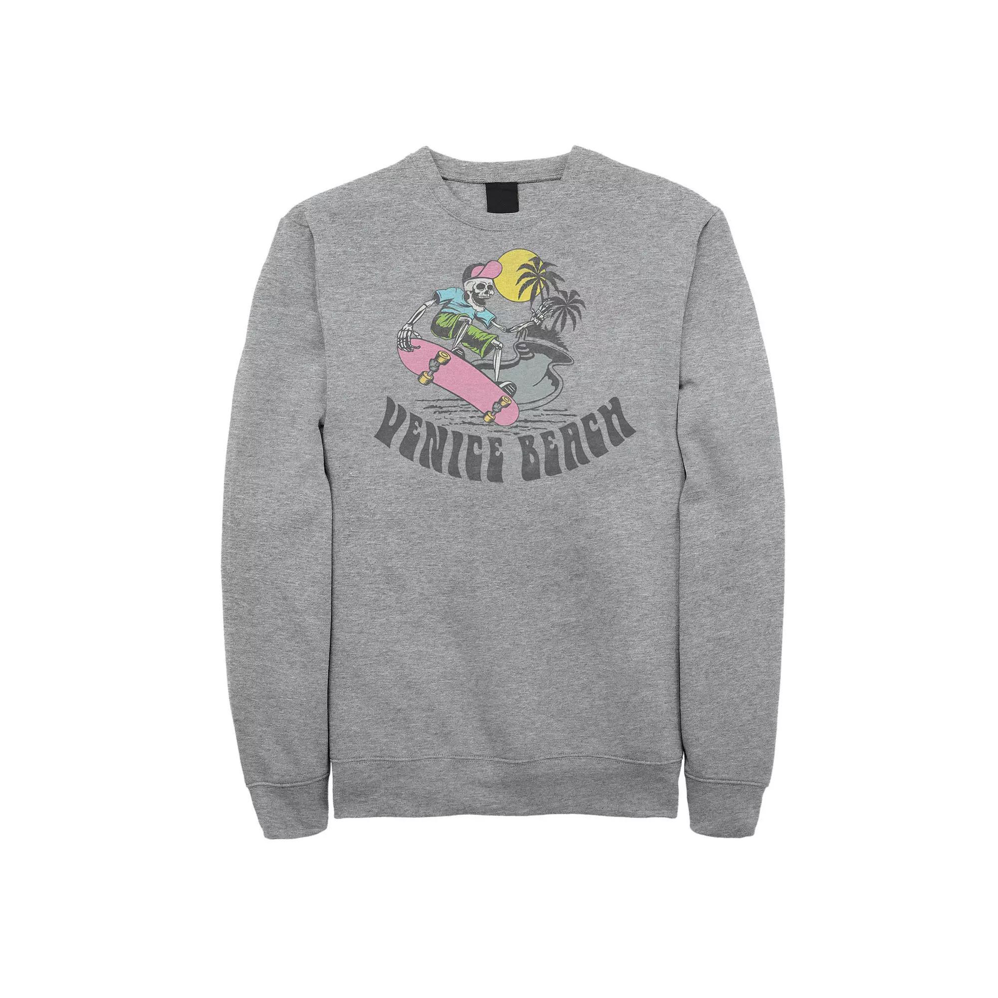 Big & Tall Venice Beach Skeleton Skateboarding Graphic Fleece, Mens Athletic Grey Product Image