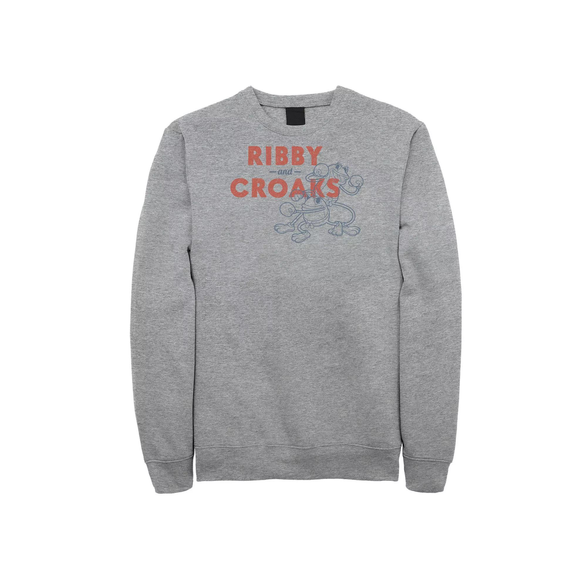 Big & Tall Cuphead Ribby And Croaks Outline Sweatshirt, Men's, Size: 3XL, Athletic Grey Product Image