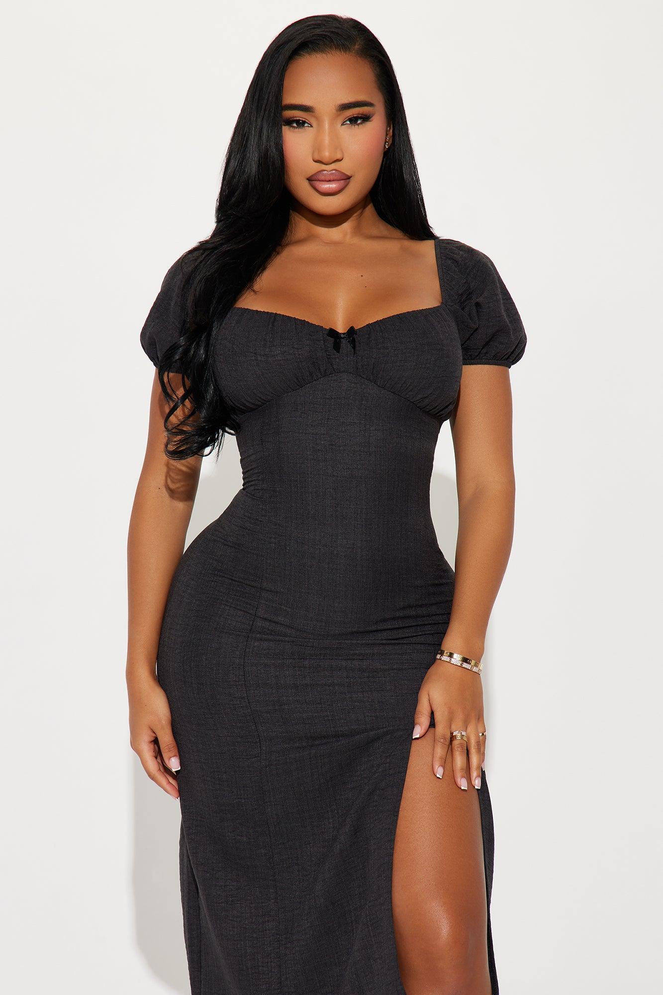 Sadie Linen Midi Dress - Charcoal Product Image