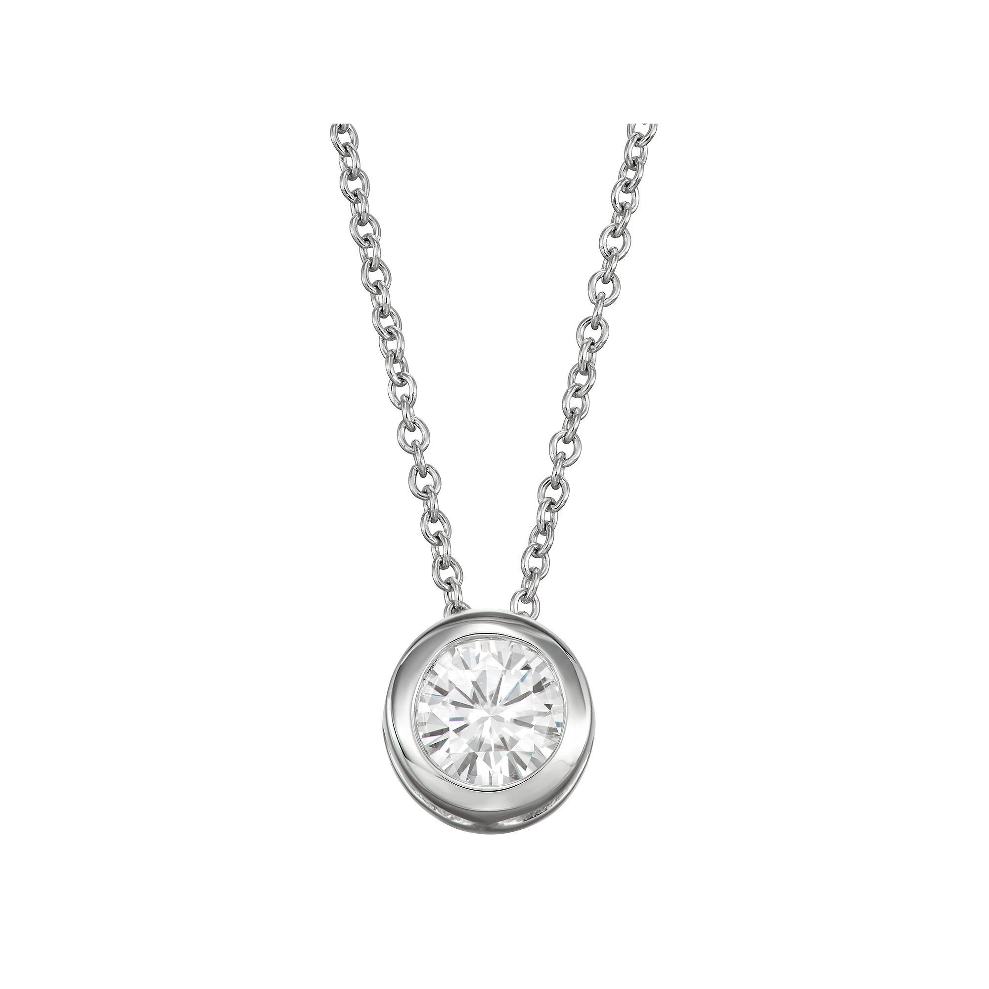 Charles & Colvard 14k Gold 1 Carat T.W. Lab-Created Moissanite Bezel Solitaire Pendant Necklace, Women's, White Product Image