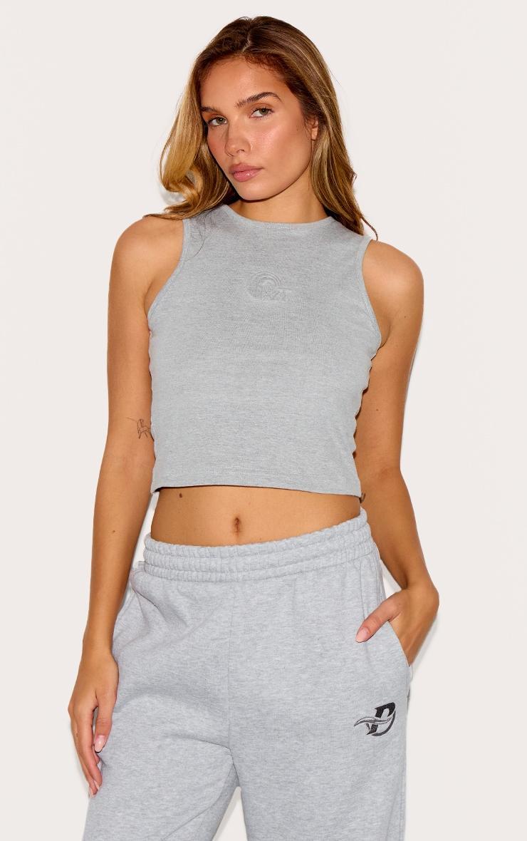 Grey Marl Embossed Sleeveless Cotton Top Product Image