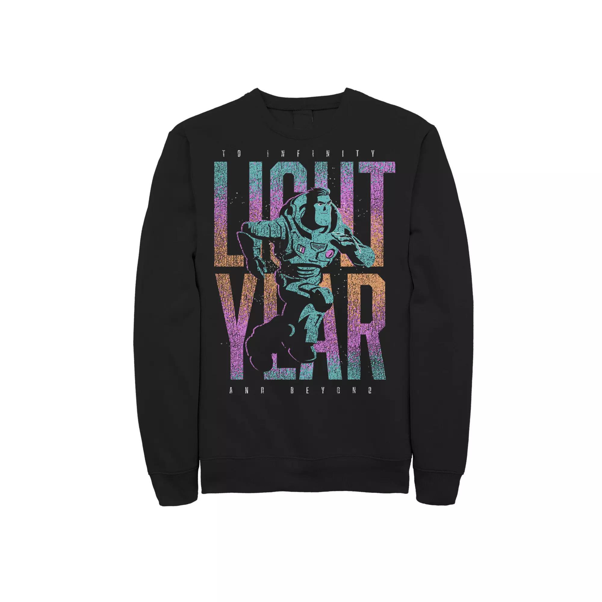 Disney / Pixar's Lightyear Men's To Infinity And Beyond Phrase Sweatshirt, Size: Medium, Black Product Image