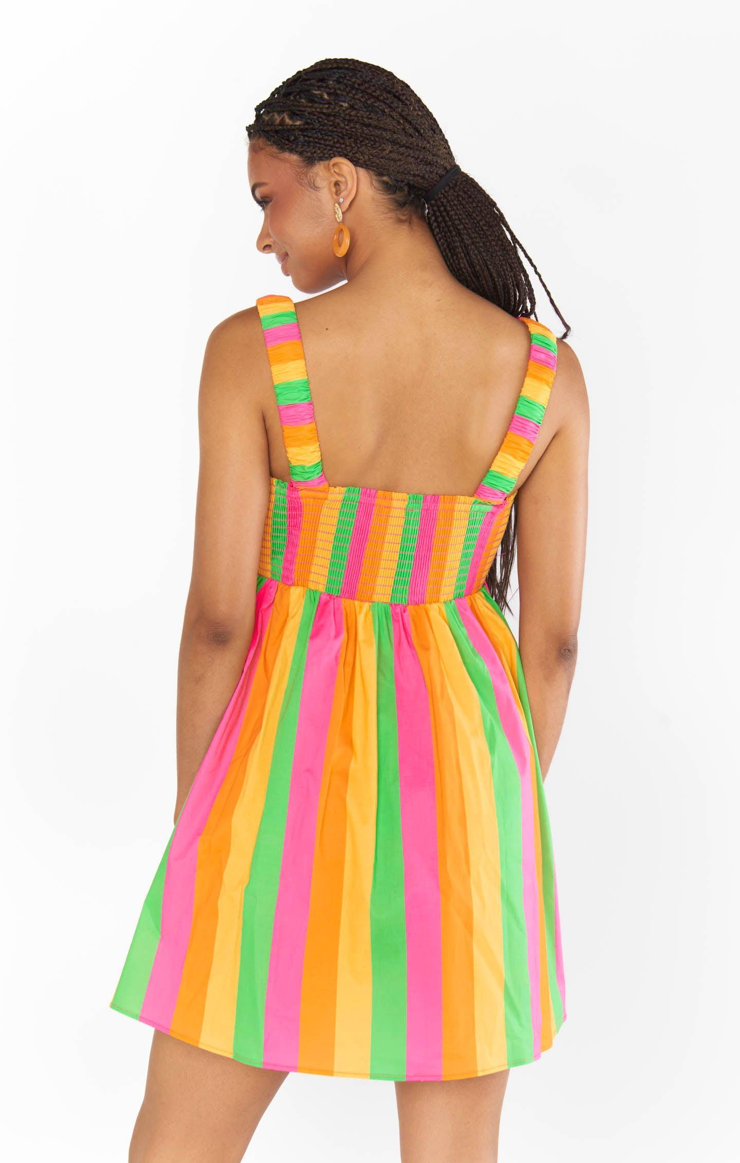 Fling Mini Dress ~ Neon Stripe Poplin Product Image
