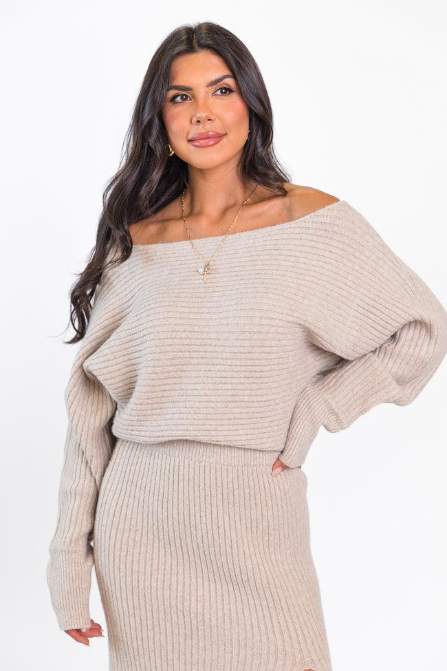 Never Miss Mushroom Boatneck Sweater Set FINAL SALE Product Image