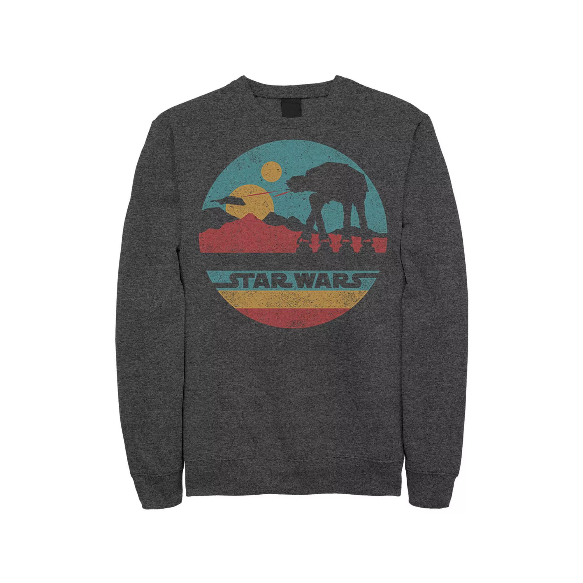 Men's Star Wars AT-AT Silhouette Title Logo Circle Sweatshirt, Size: Small, Grey Heather Product Image