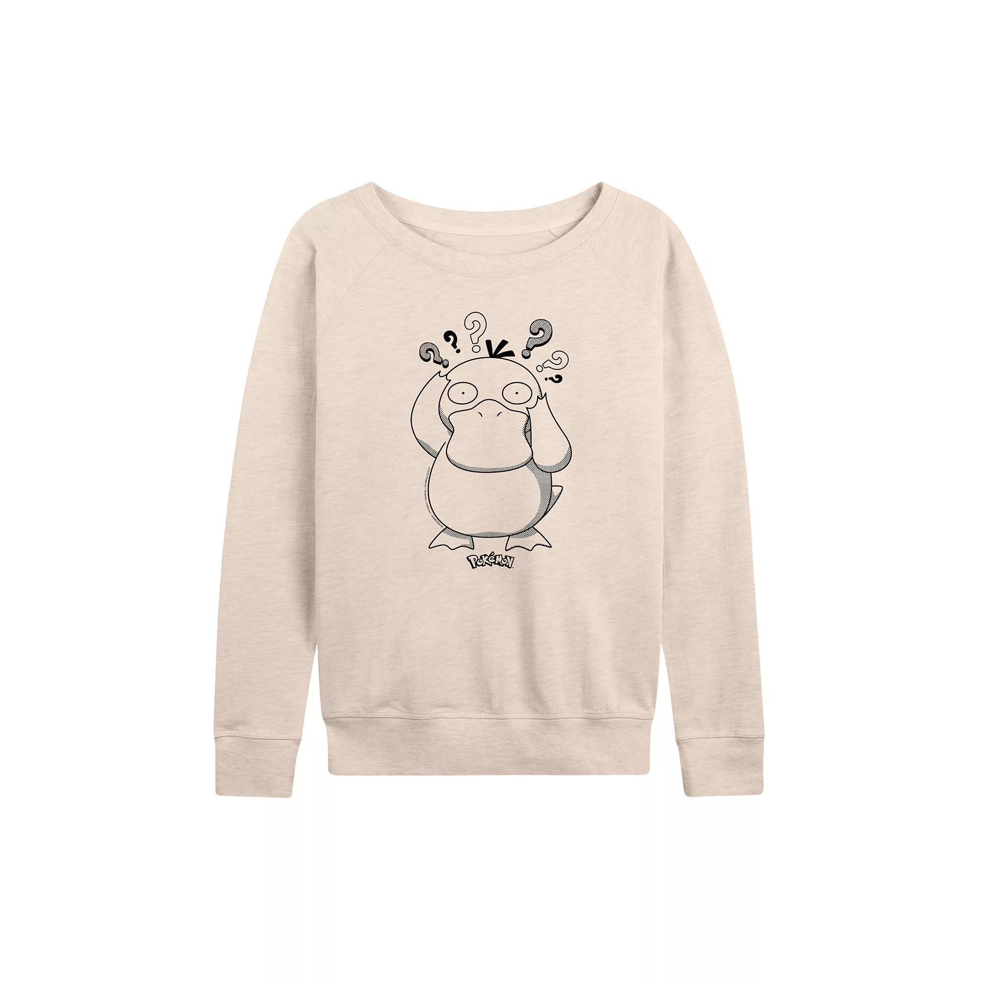Womens Pokemon Psyduck Pattern French Terry Long Sleeve Tee Product Image