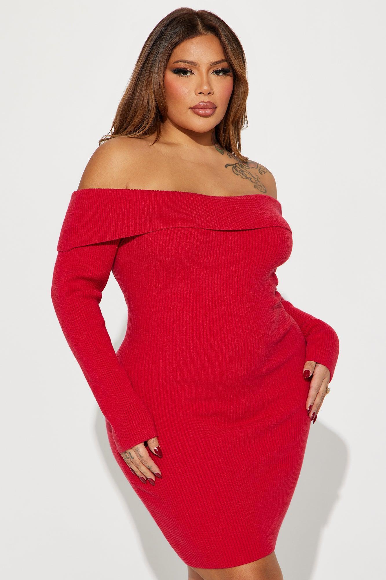 Violet Sweater Mini Dress - Red Product Image