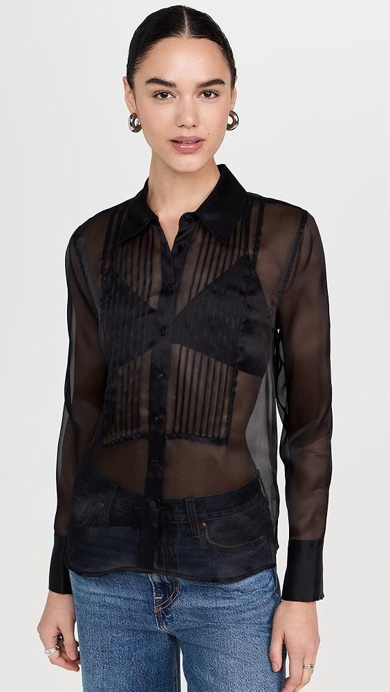 L'AGENCE Divya Pintuck Tux Shirt | Shopbop Product Image