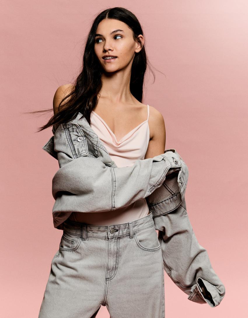 BERSHKA SERIES draped strappy bodysuit Product Image