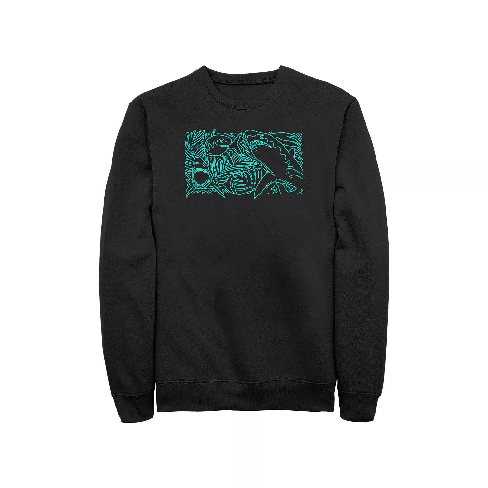 Men's Tropical Shark Graphic Fleece, Size: XL, Black Product Image