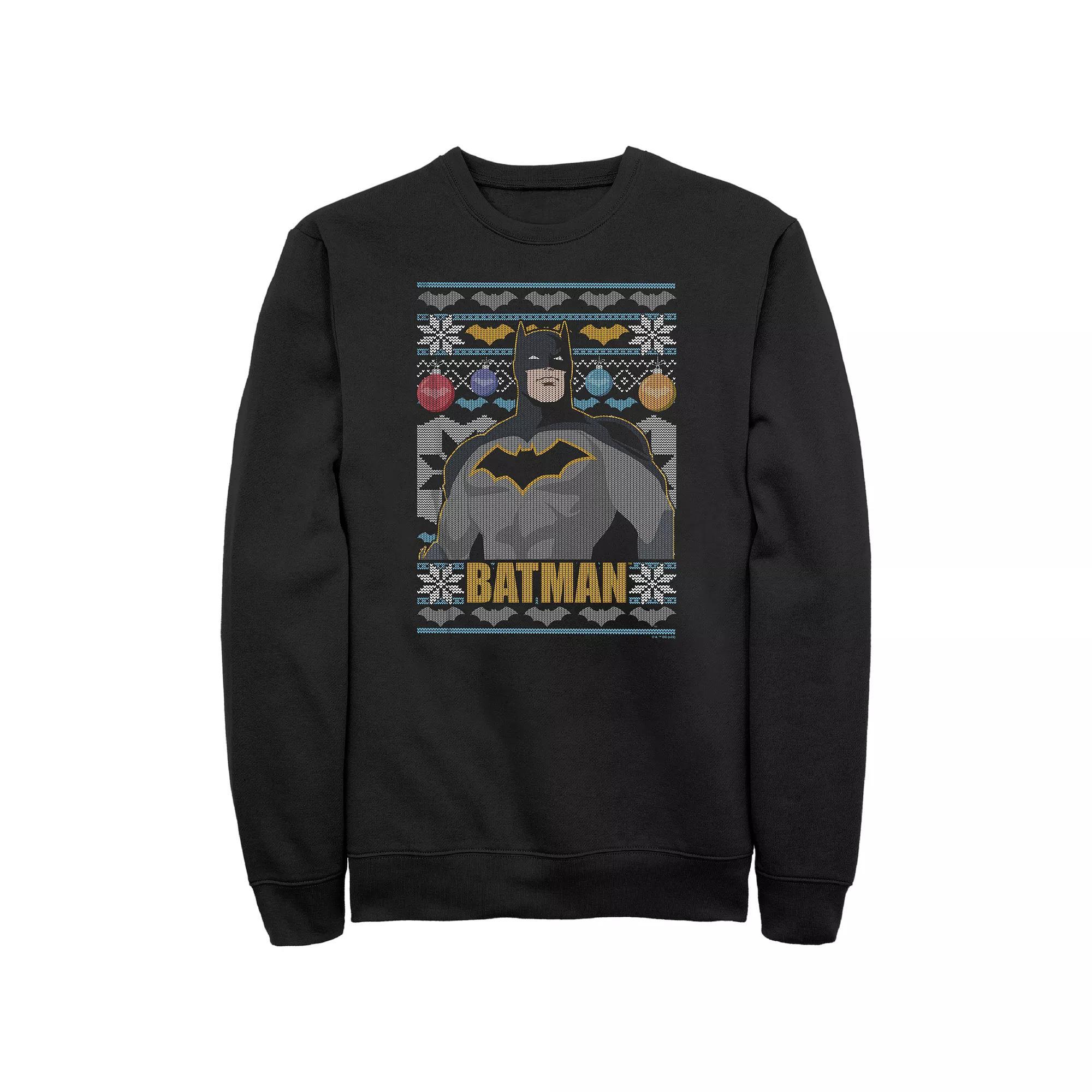 Big & Tall Batman Christmas Sweater Graphic Tee, Men's, Size: 5XL, Black Product Image
