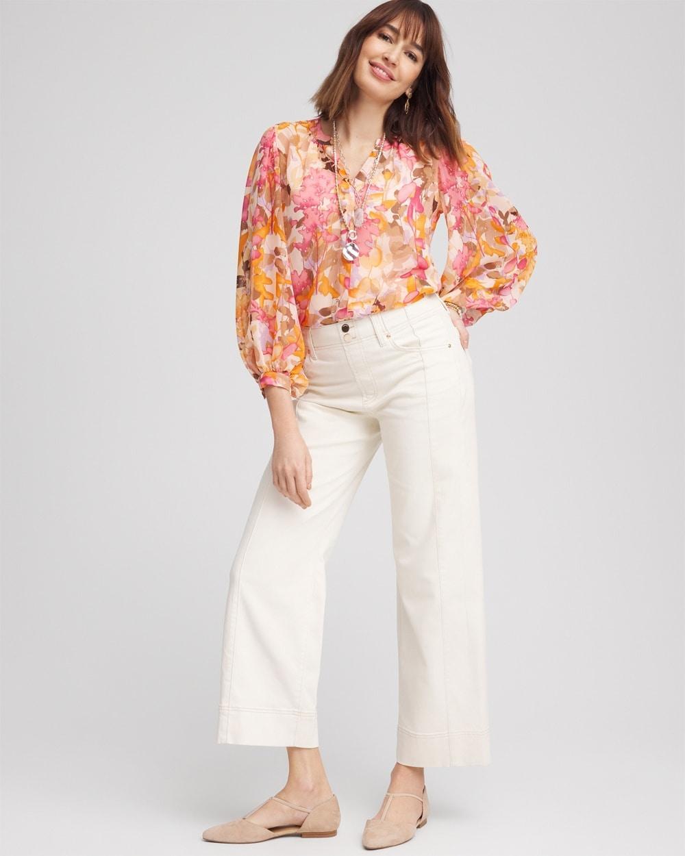 Pull-On Wide-Leg Cropped Jeans Product Image