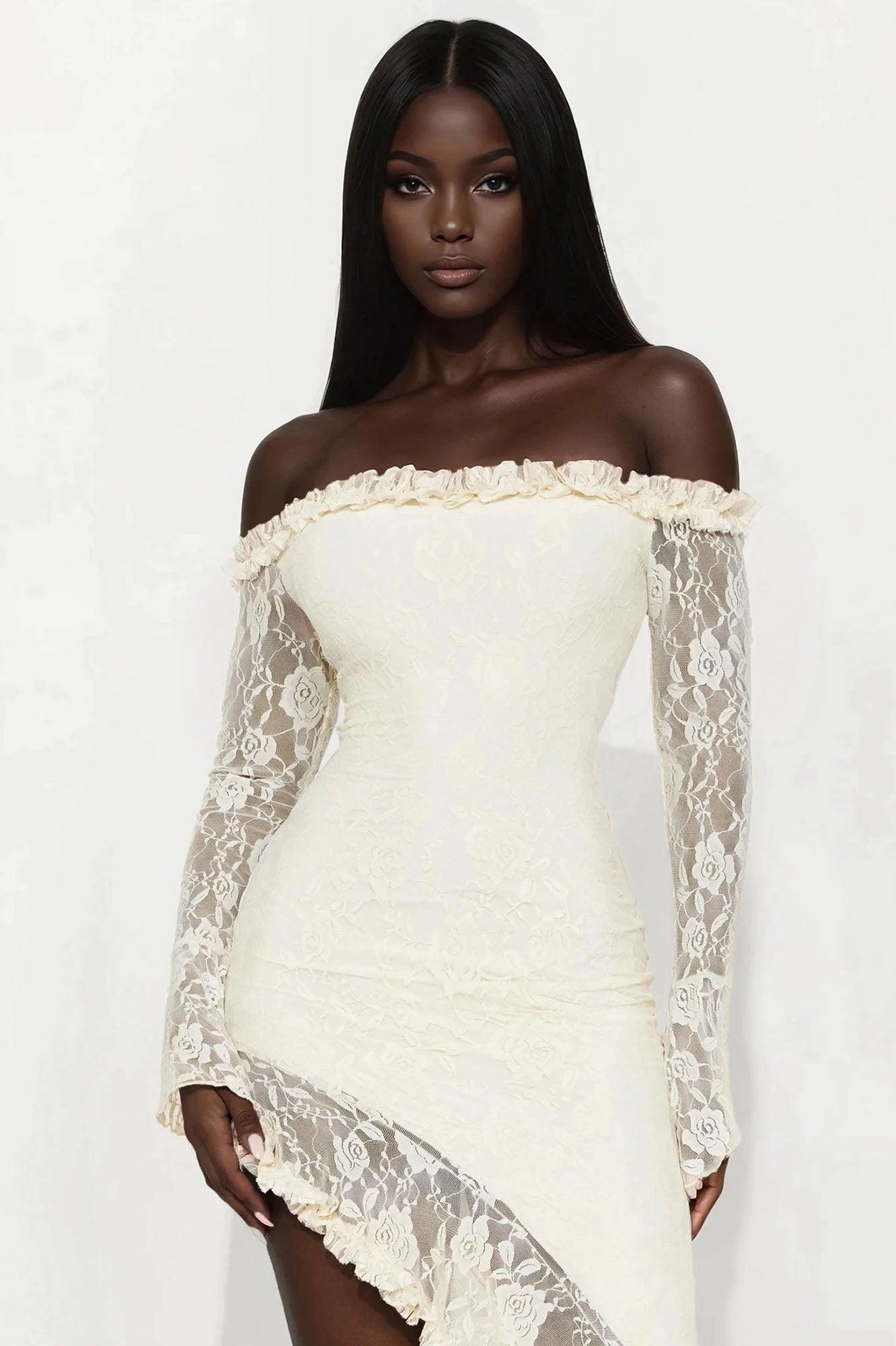 On Cloud 9 Lace Maxi Dress - Cream Product Image