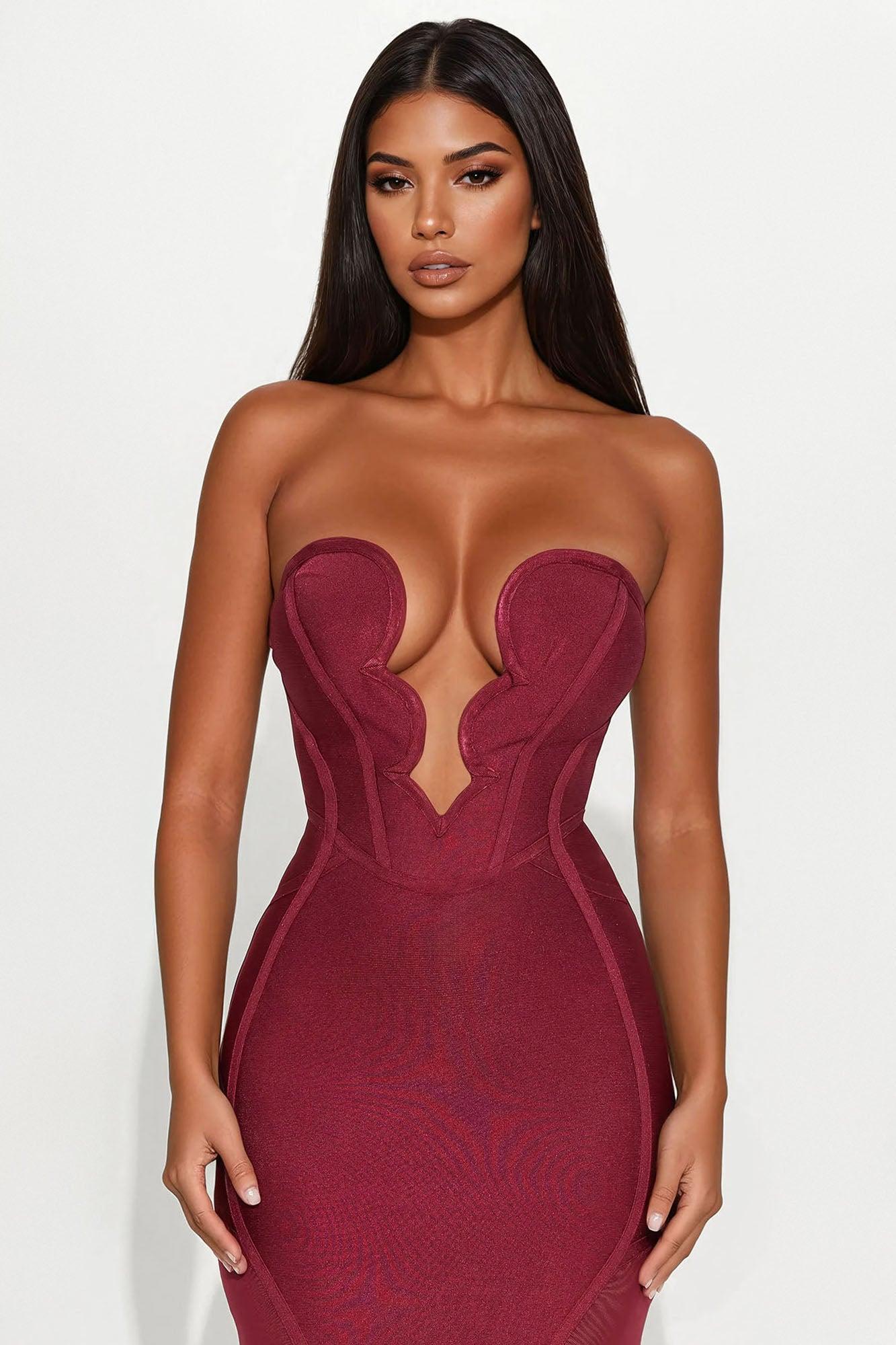 Night Life Bandage Maxi Dress - Wine Product Image