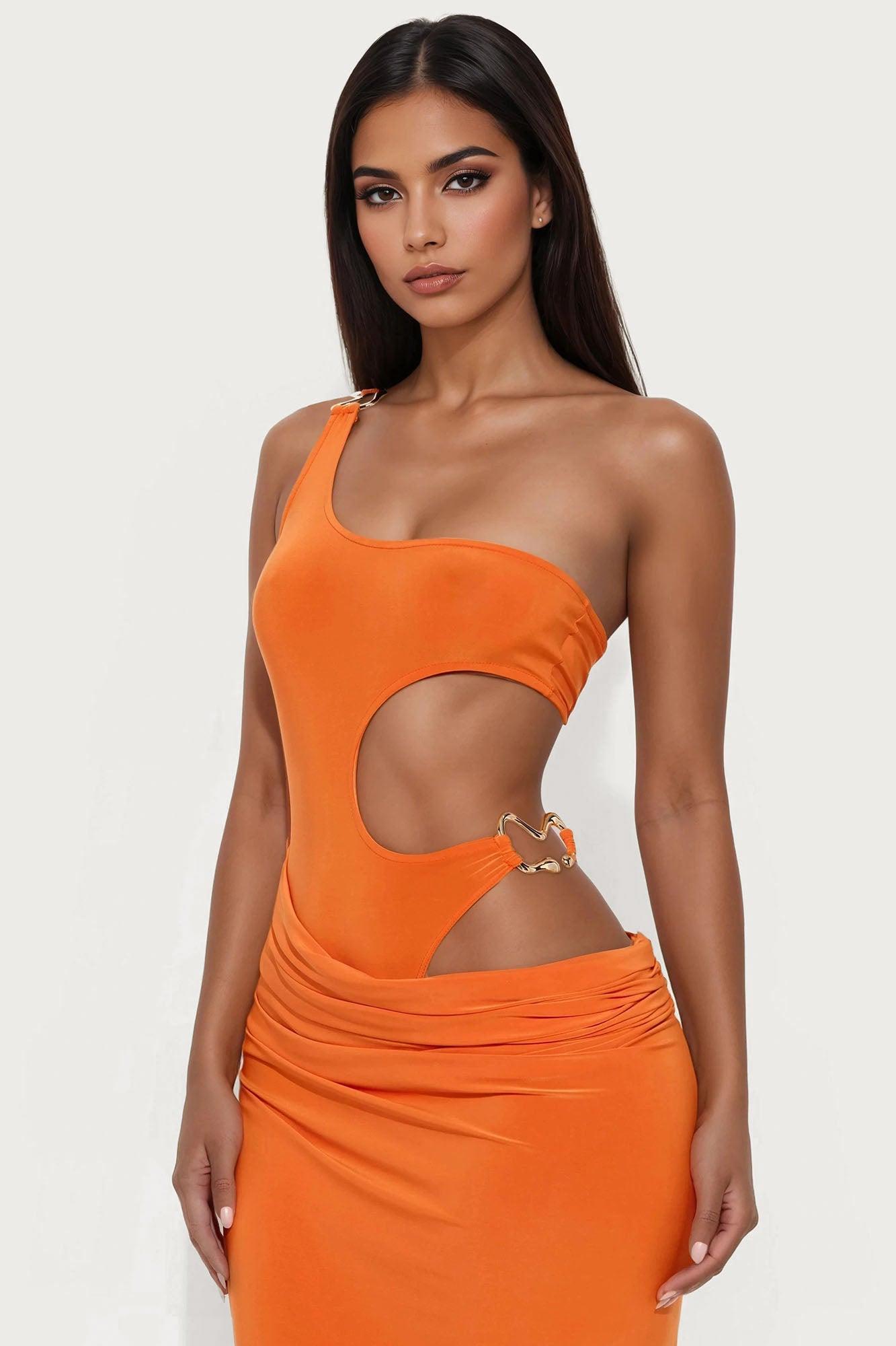 Georgina Cut Out Maxi Dress - Orange Product Image