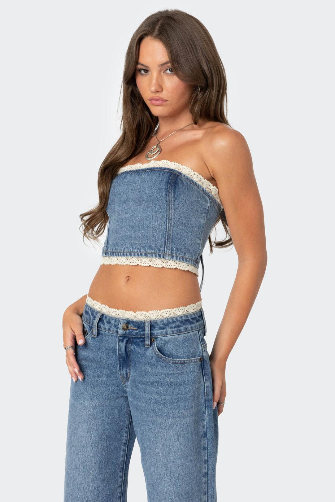 Karlie Lace Trim Jeans Product Image