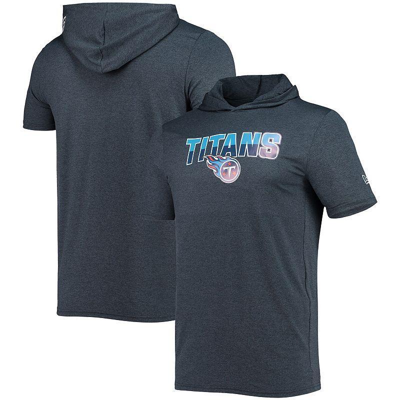 Men's New Era Heathered Navy Tennessee Titans Team Brushed Hoodie T-Shirt, Size: Medium, Blue Product Image