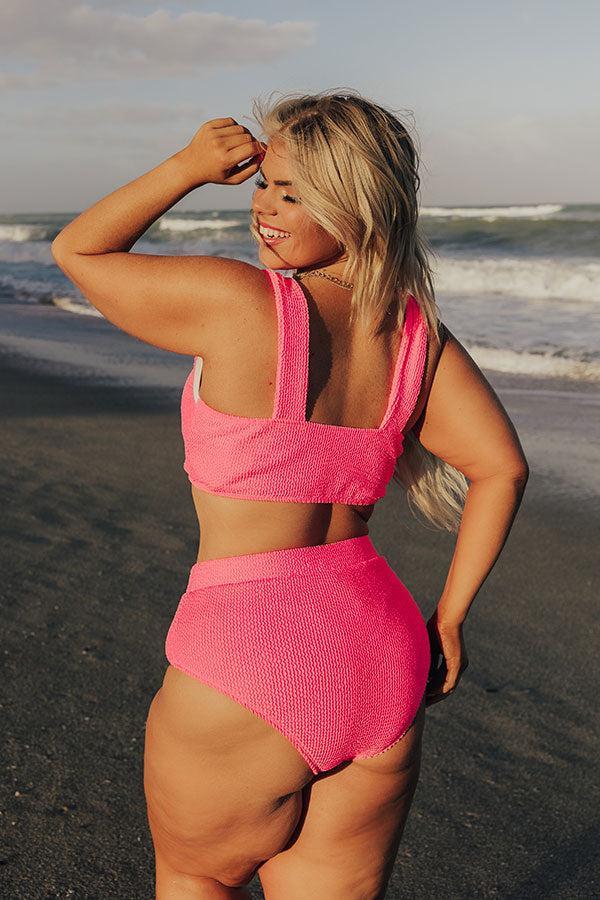 Sandy Sunset High Waist Seersucker Bikini Bottom Curves Product Image
