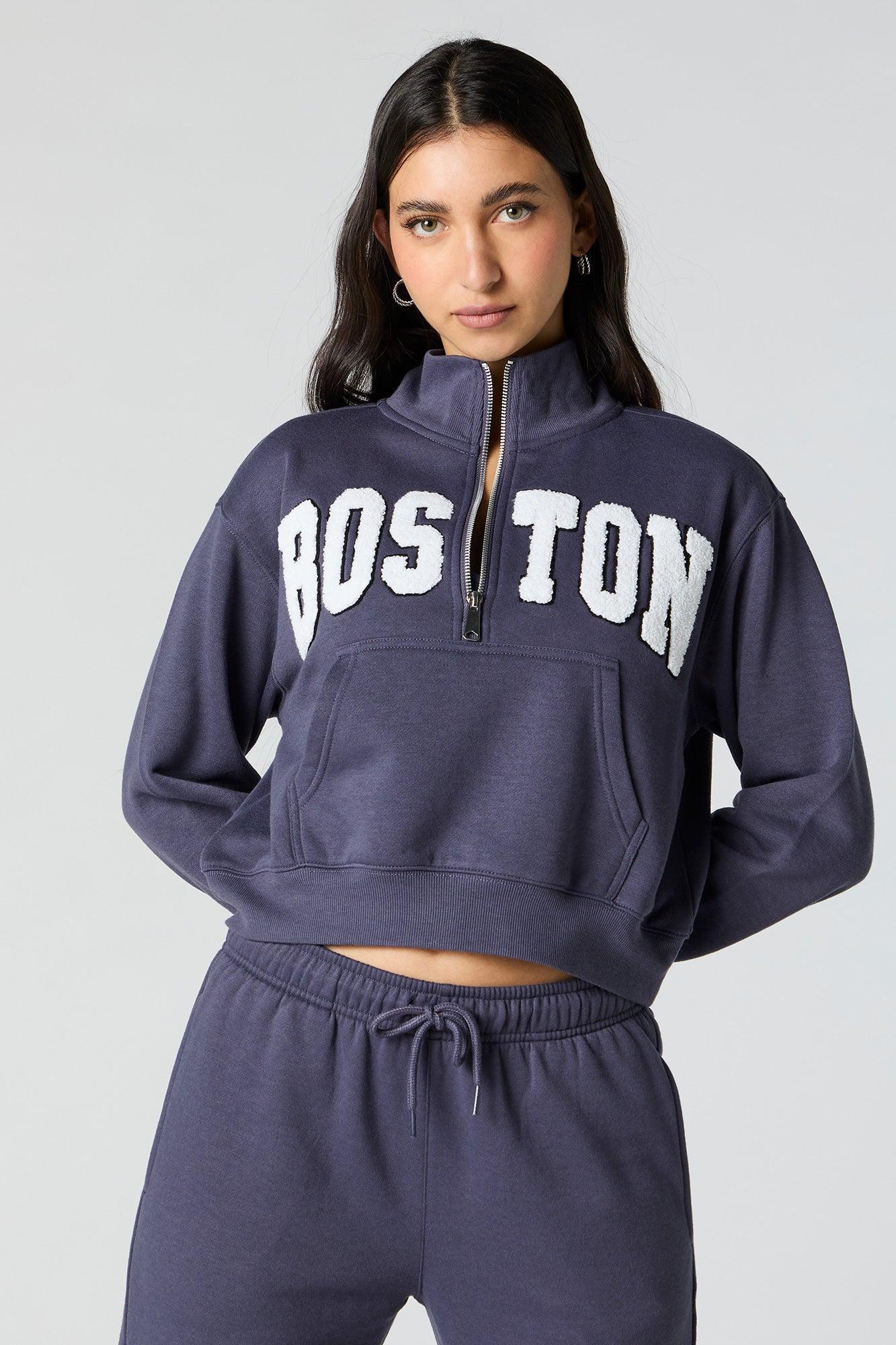 Embroidered Half Zip Fleece Sweatshirt Female Product Image