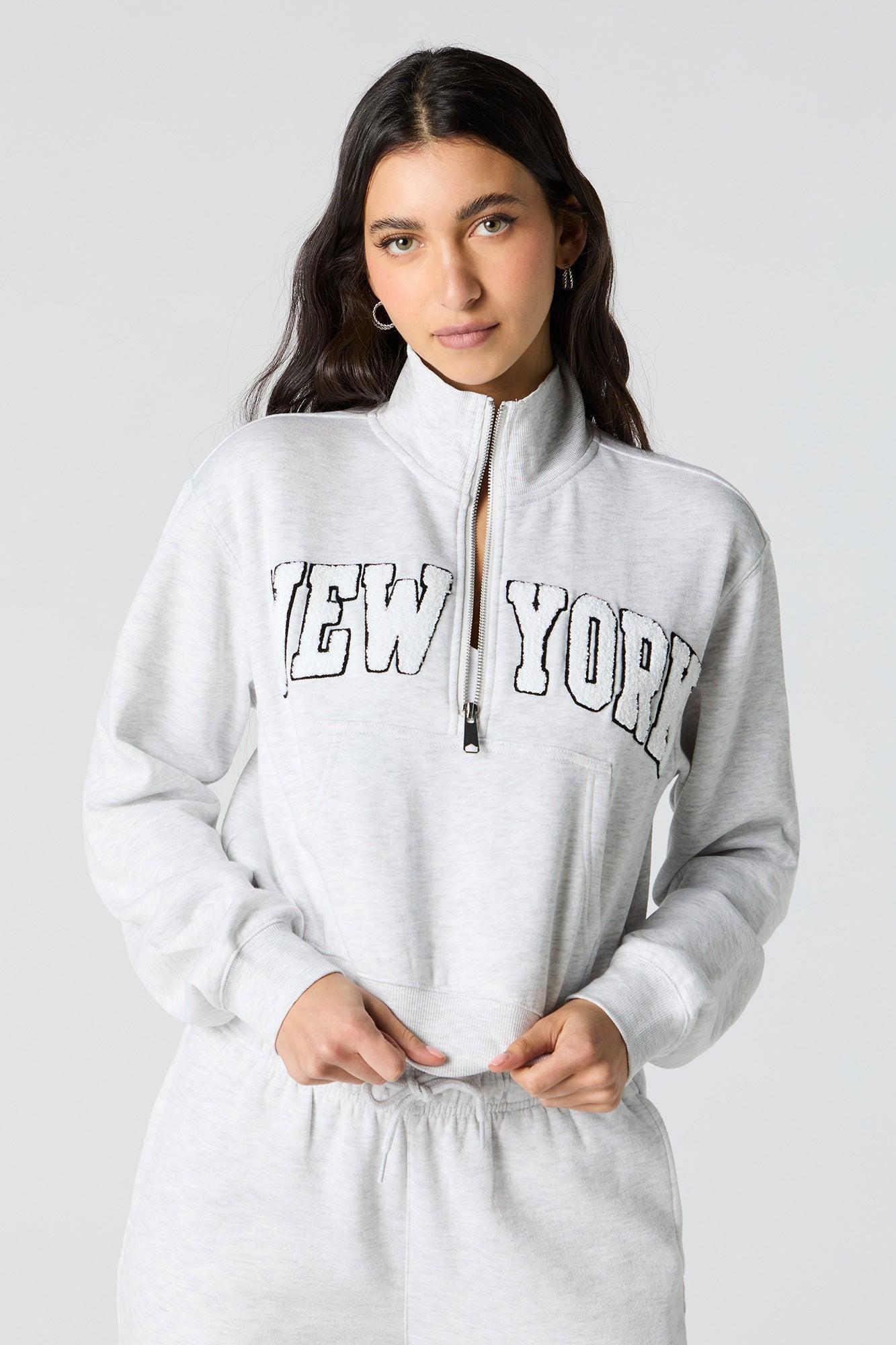 Embroidered Half Zip Fleece Sweatshirt Female Product Image
