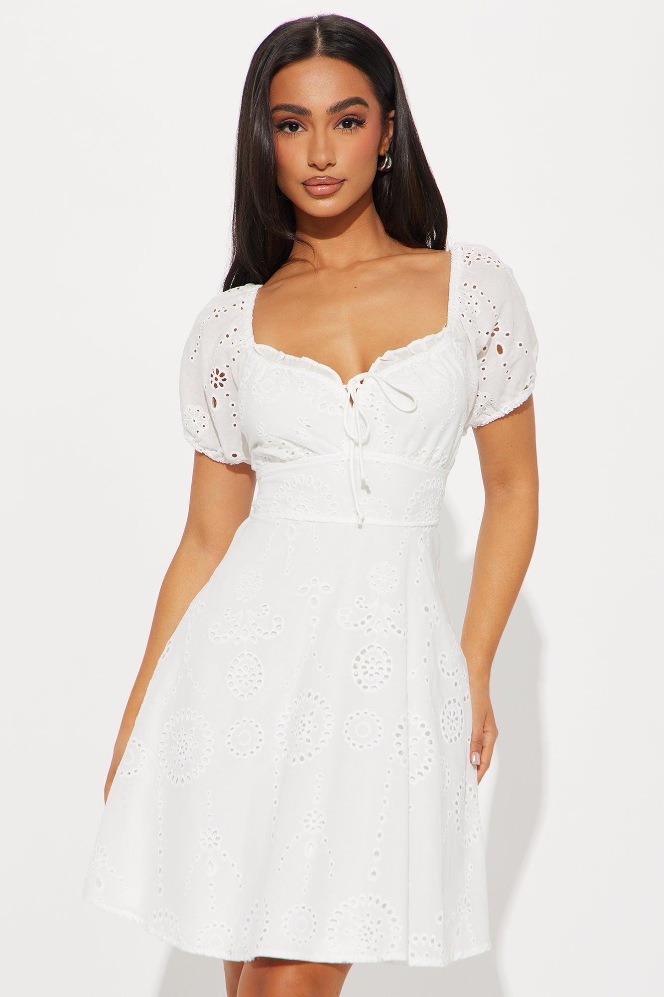 Grace Eyelet Mini Dress - White Product Image