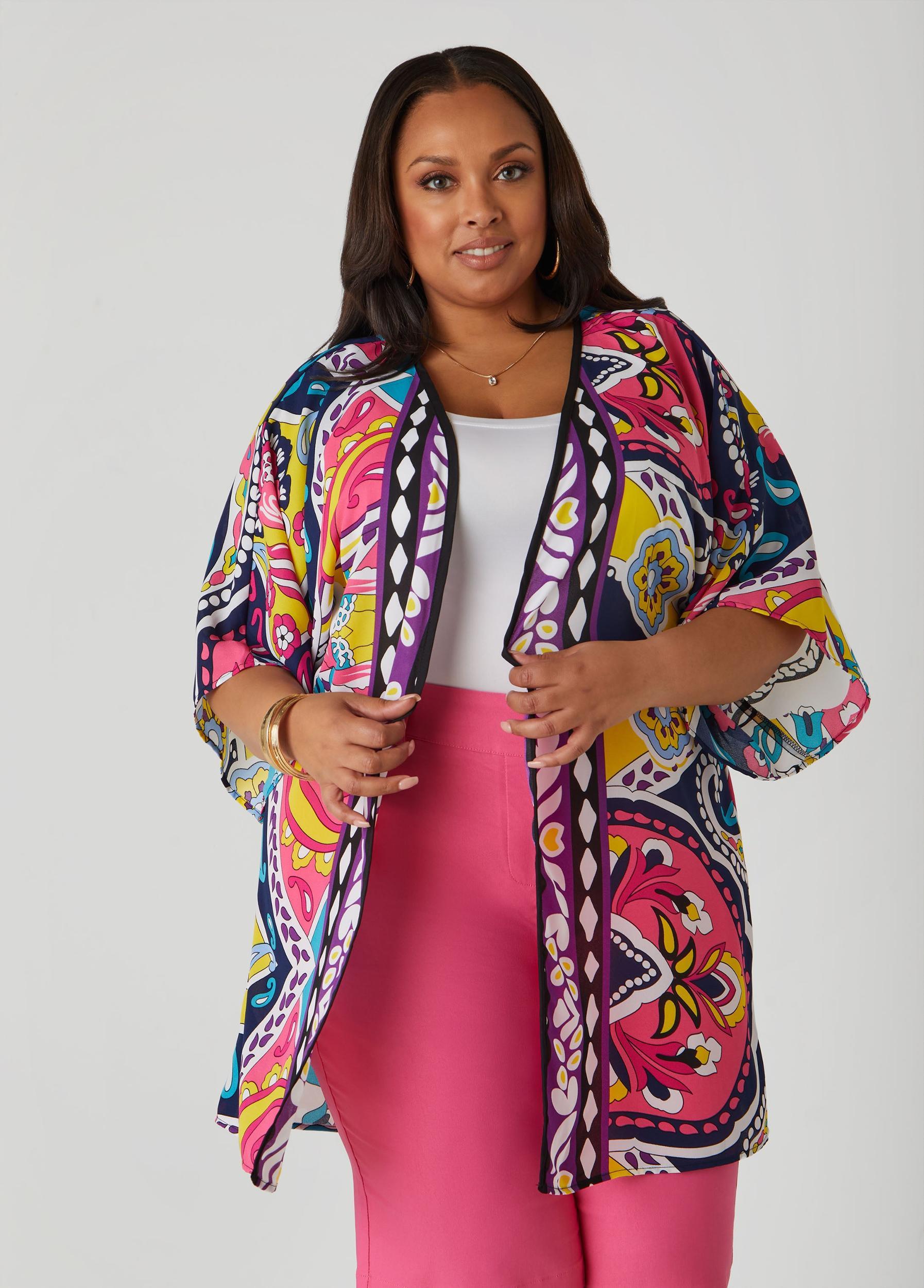 Open Front Paisley Kimono Product Image