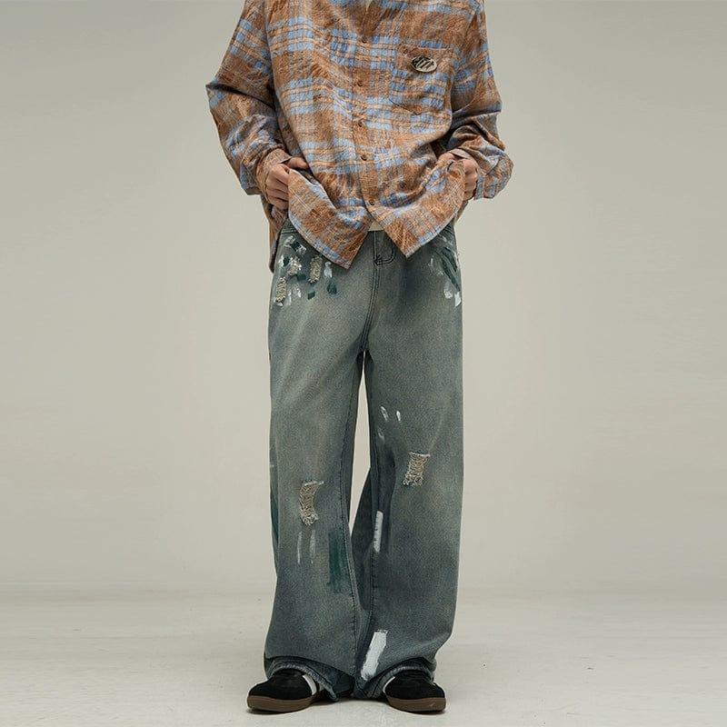 RT No. 10025 DISTRESSED DENIM JEANS Product Image