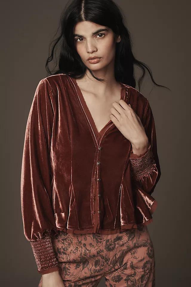 By Anthropologie Swing Velvet Peasant Top Product Image