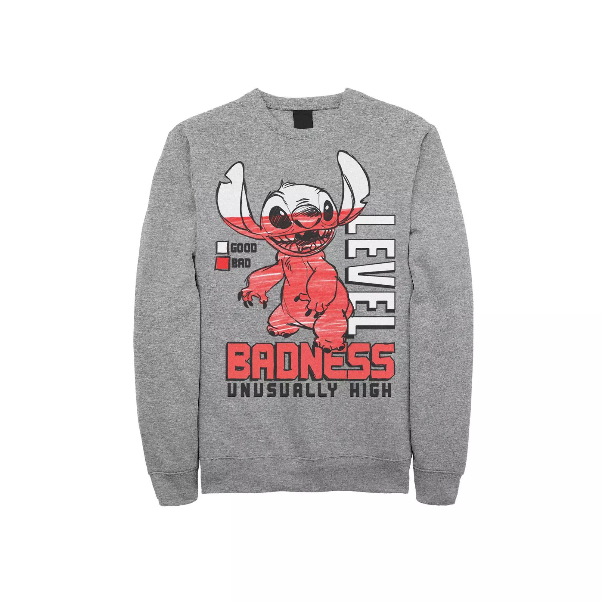 Disney's Lilo & Stitch Men's Level Badness Gradient Portrait Sweatshirt, Size: Medium, Athletic Grey Product Image