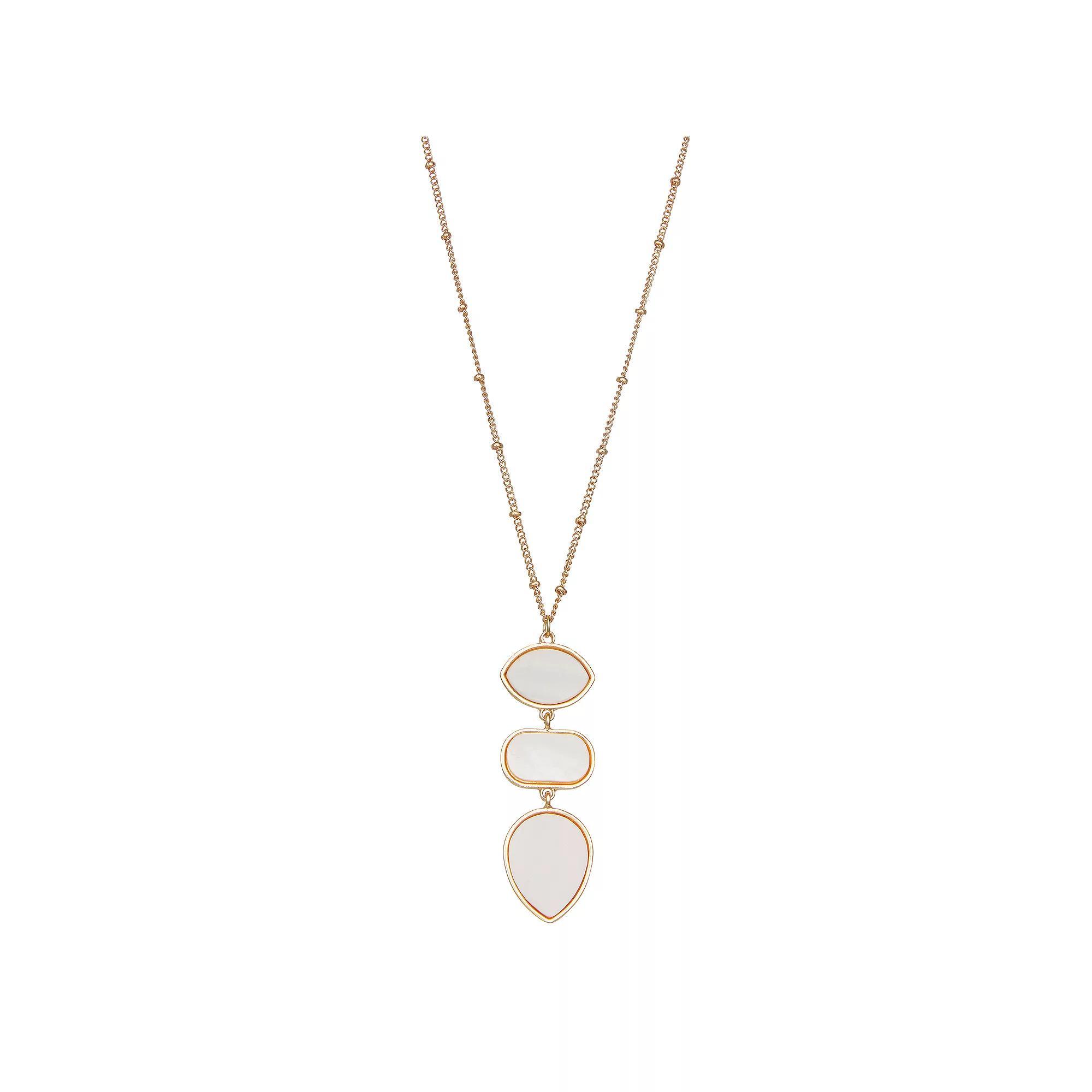 Emberly Gold Tone Shell Long Pendant Necklace, Women's, None Product Image