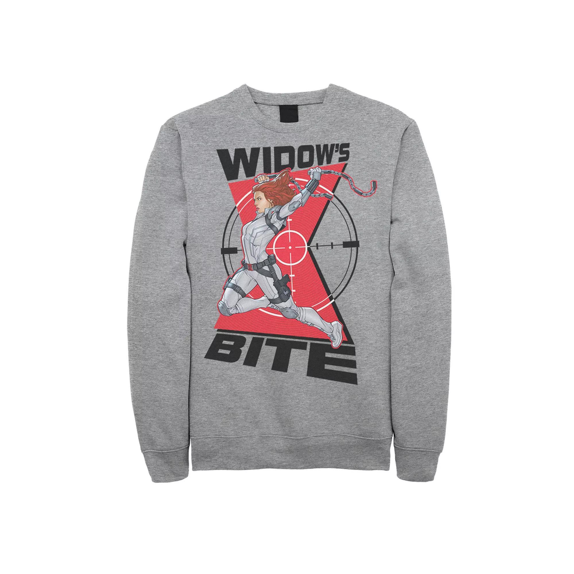 Men's Marvel Black Widow Animated Action Pose Sweatshirt, Size: XL, Athletic Grey Product Image