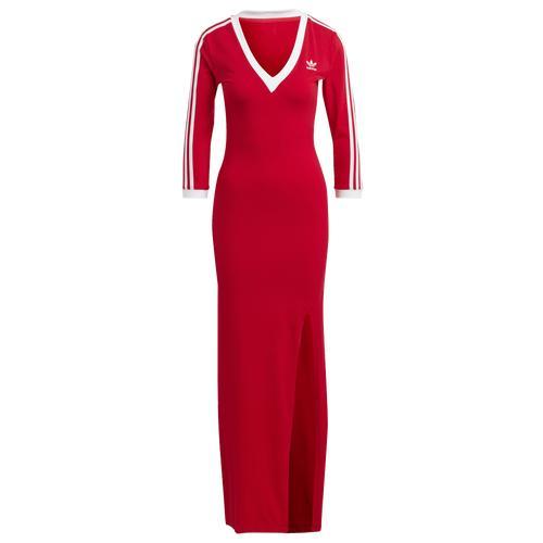 adidas Adicolor Classics 3-Stripes Maxi Dress Better Scarlet XL Womens Product Image