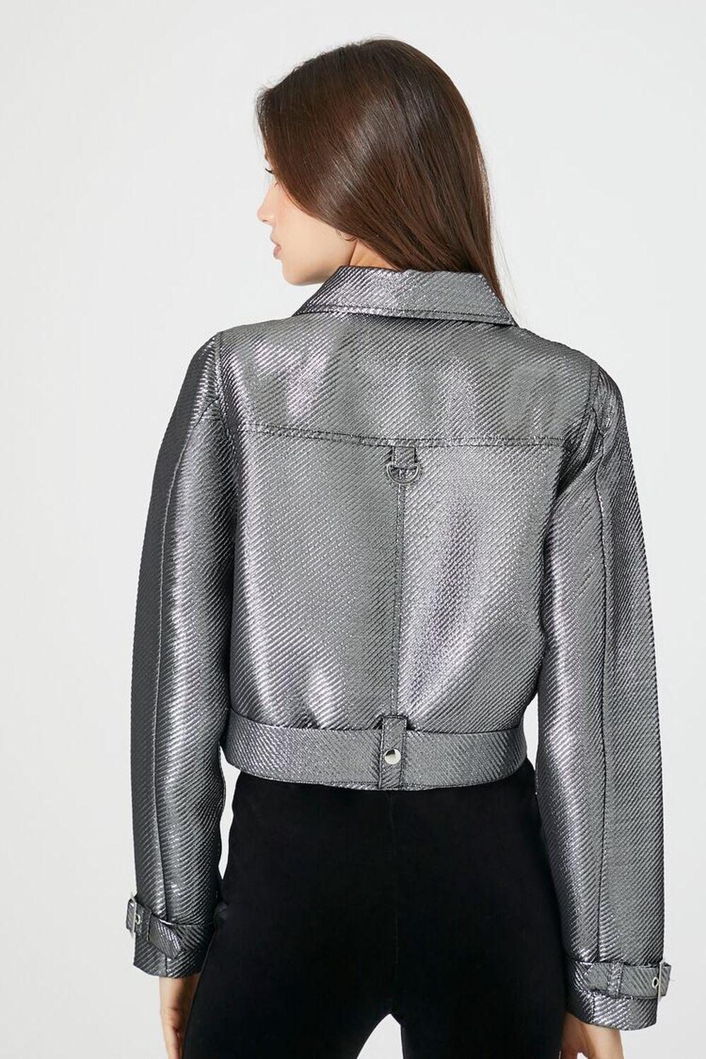 Faux Leather Metallic Moto Jacket | Forever 21 Product Image