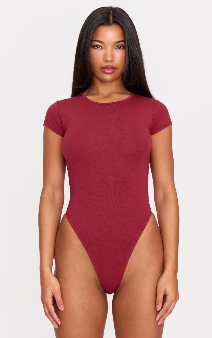 Burgundy Modal Cotton T Shirt Bodysuit Product Image