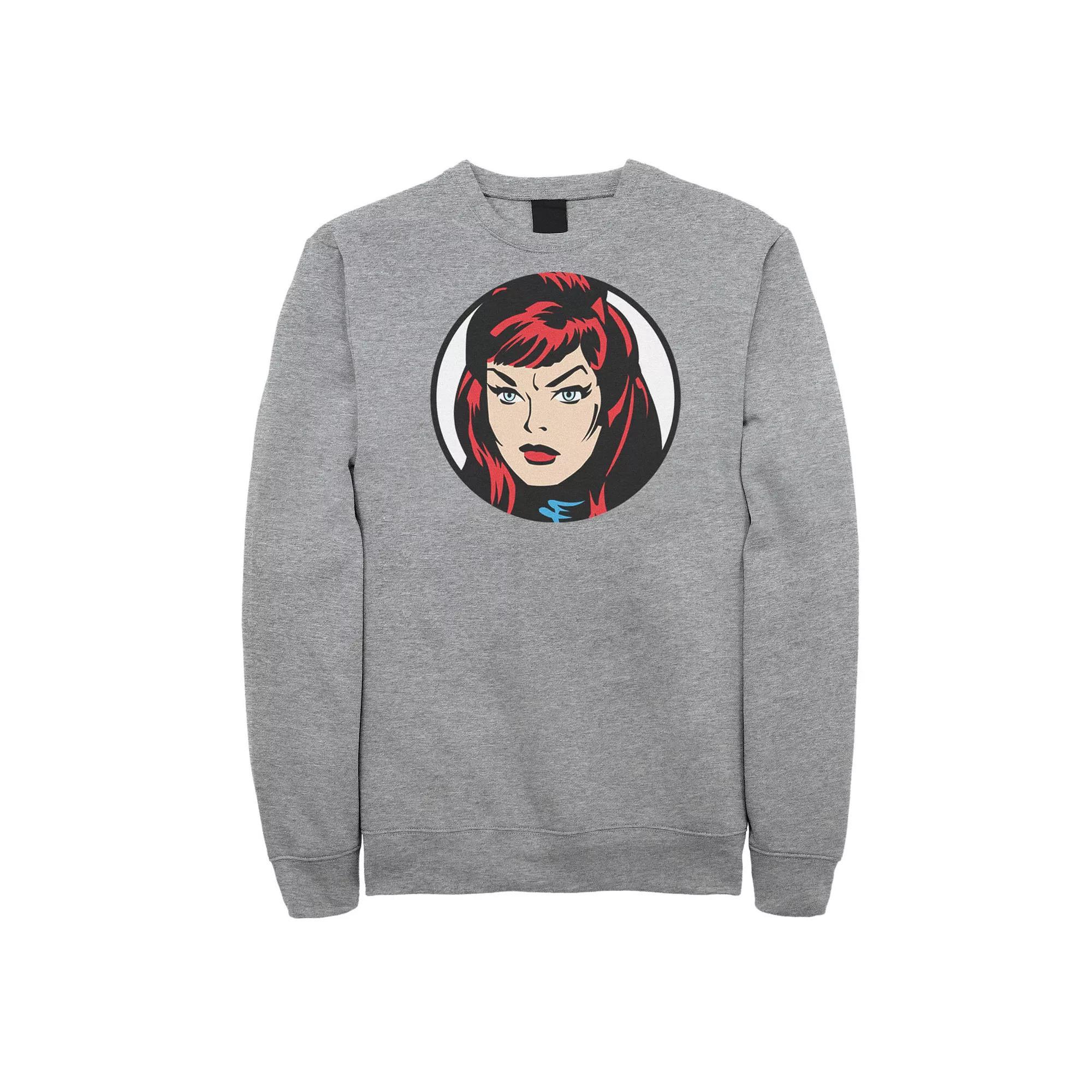 Mens Marvel Black Widow Big Face Sweatshirt Athletic Grey Product Image