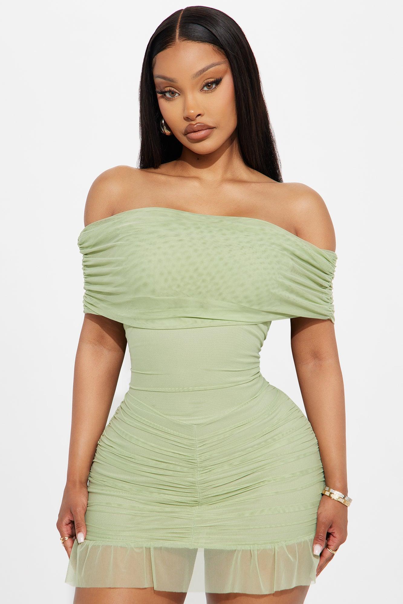 Lovely Day Mesh Mini Dress - Sage Product Image
