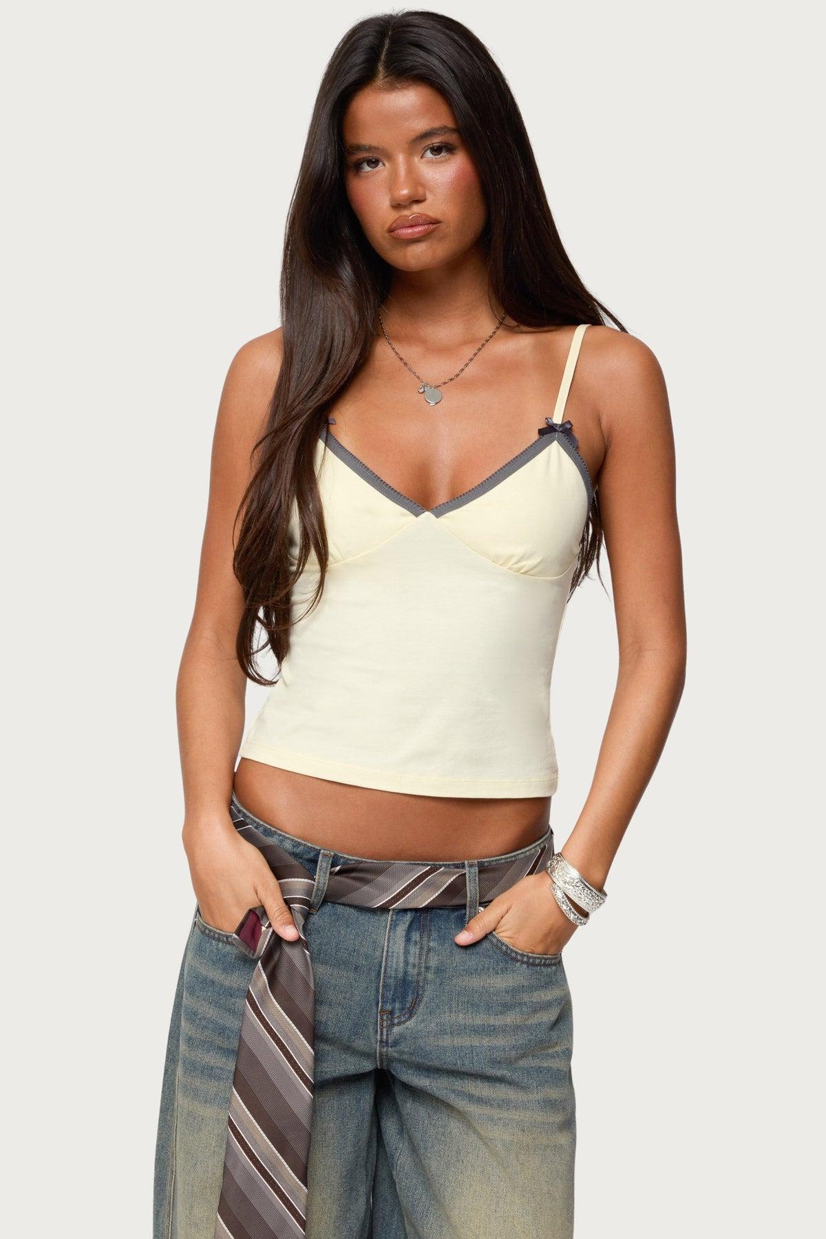 Ruelle Contrast Frill Tank Top Product Image