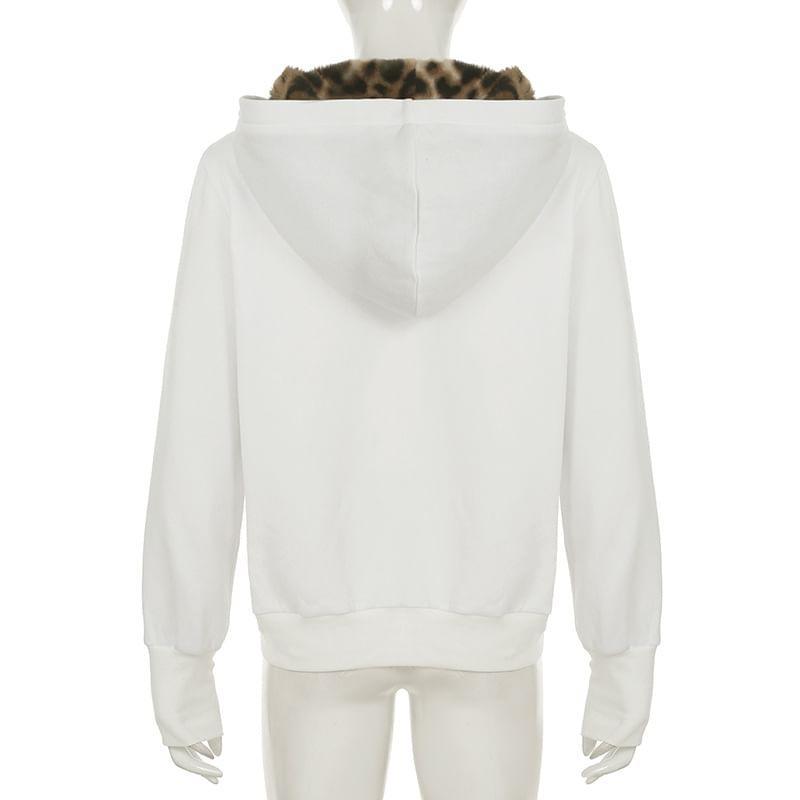 Butterfly Print Zip-Up Hoodie Product Image
