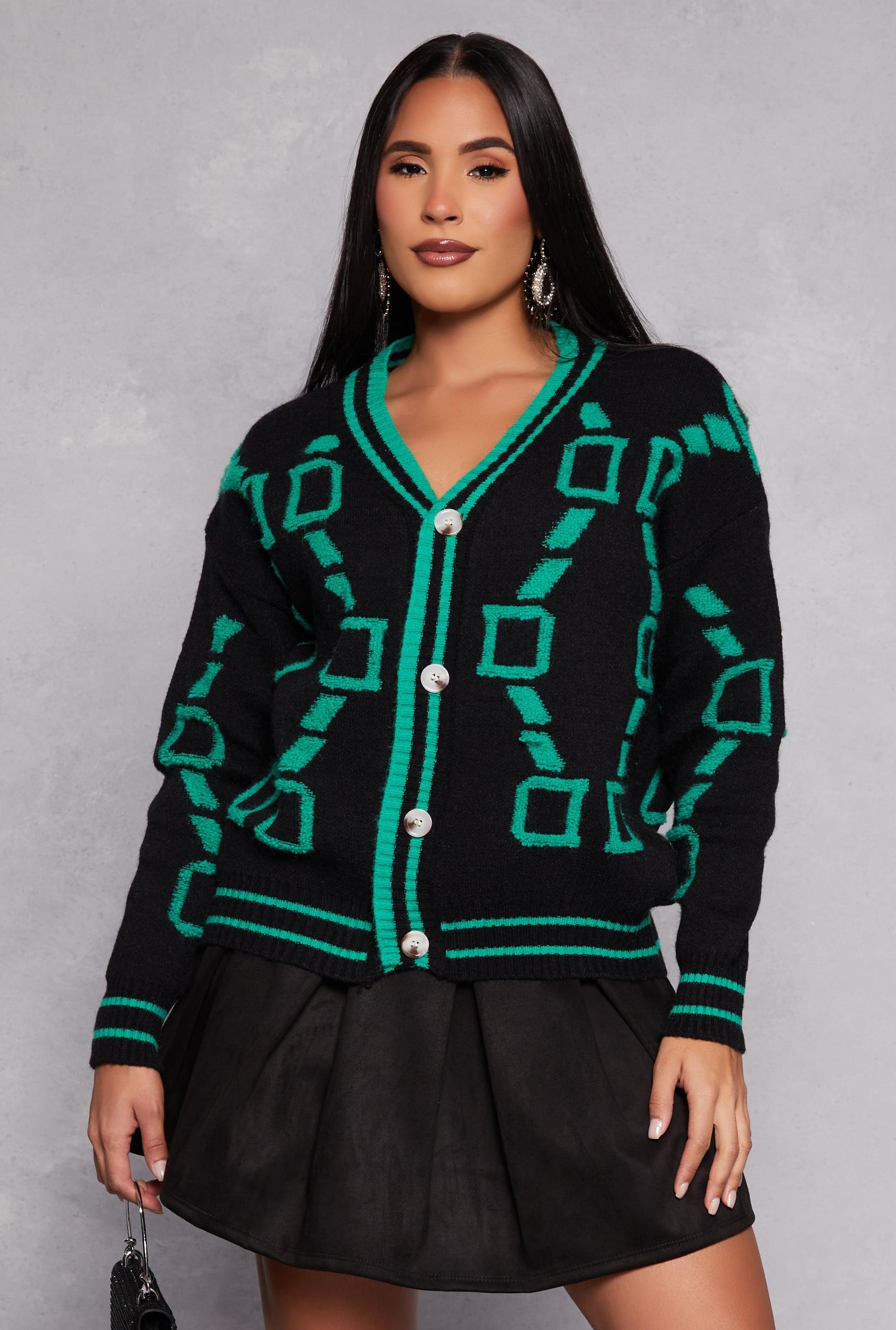 Womens Daisy Geometric Print Cardigan Product Image