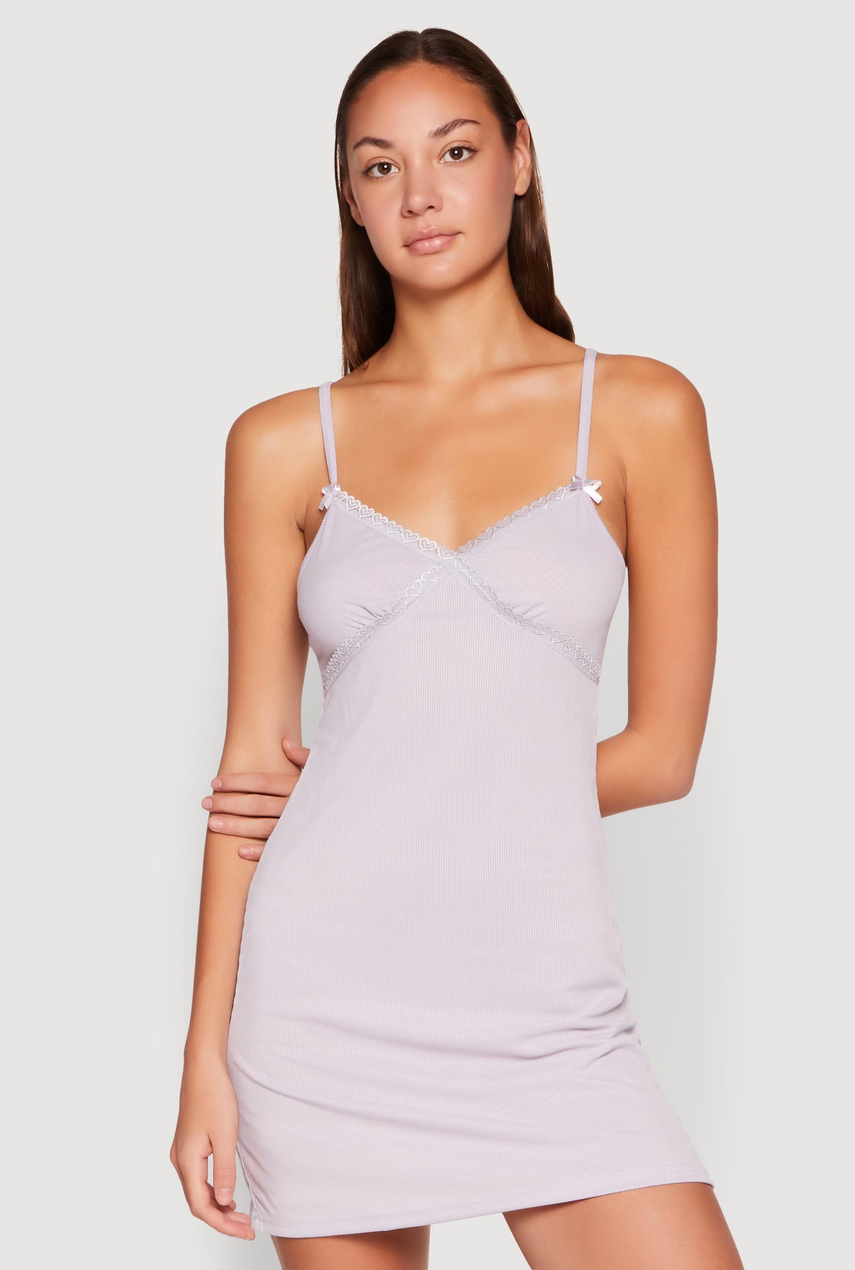 Womens Heart Lace Trim Cami Nightgown Product Image