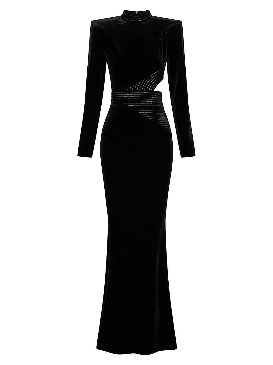 Womens Message To Love Velvet Long-Sleeve Gown Product Image