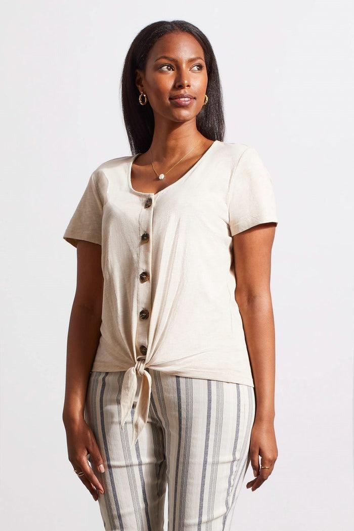 SHORT SLEEVE KNOT HEM TOP Product Image