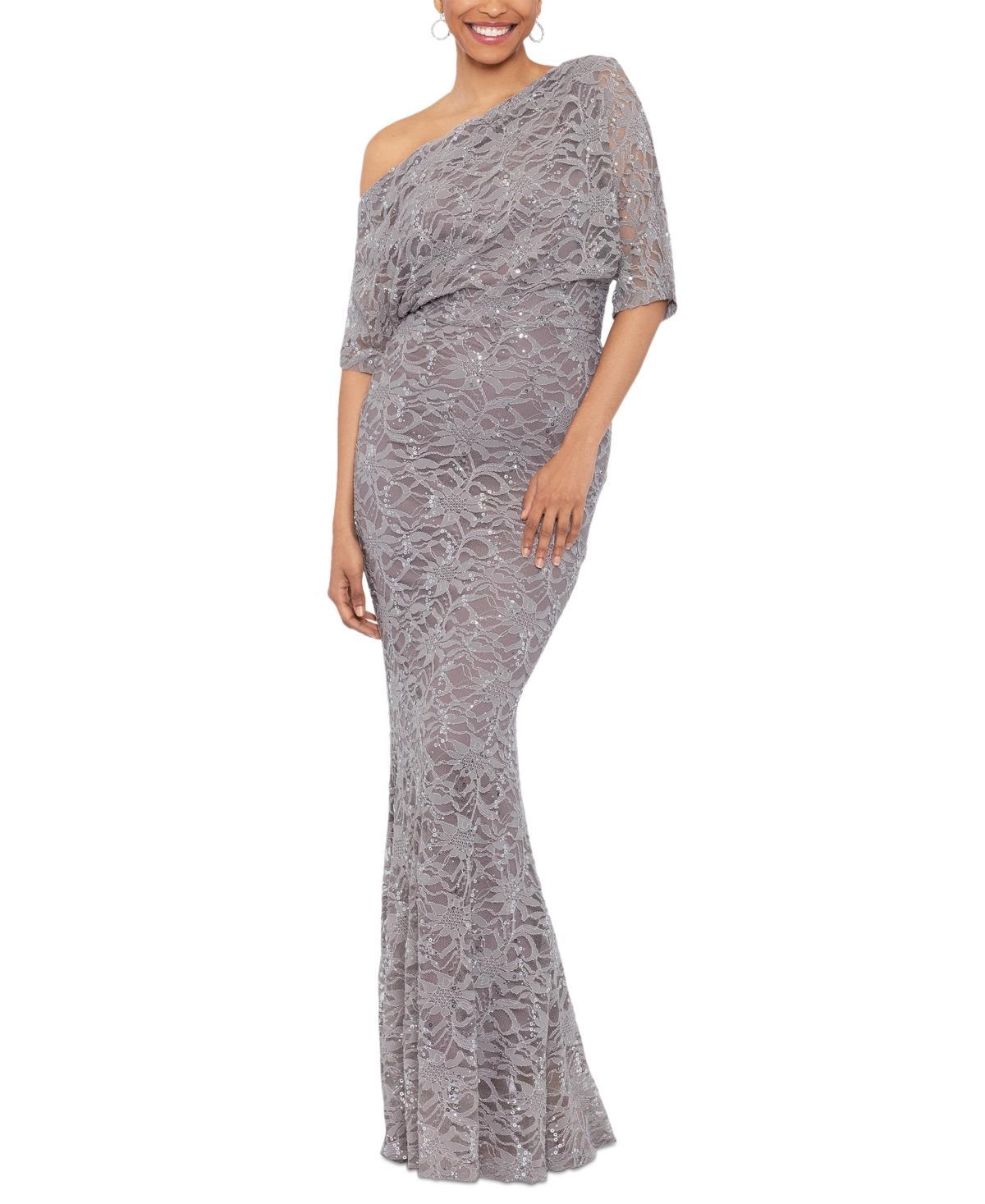 Betsy  Adam Stretch Lace Off the Shoulder 34 Sleeve Gown Product Image