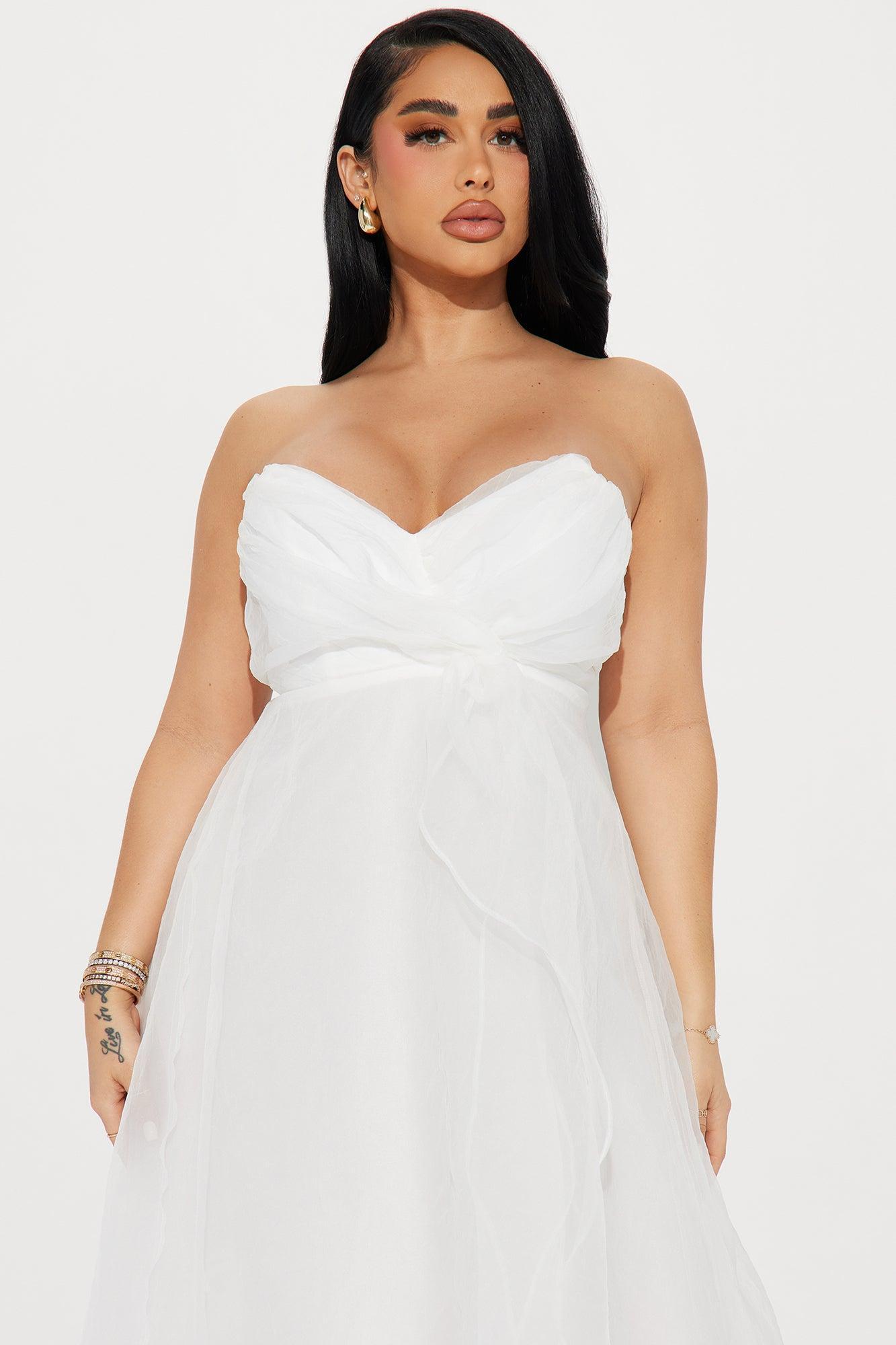 Evelyn Taffeta Gown - White Product Image