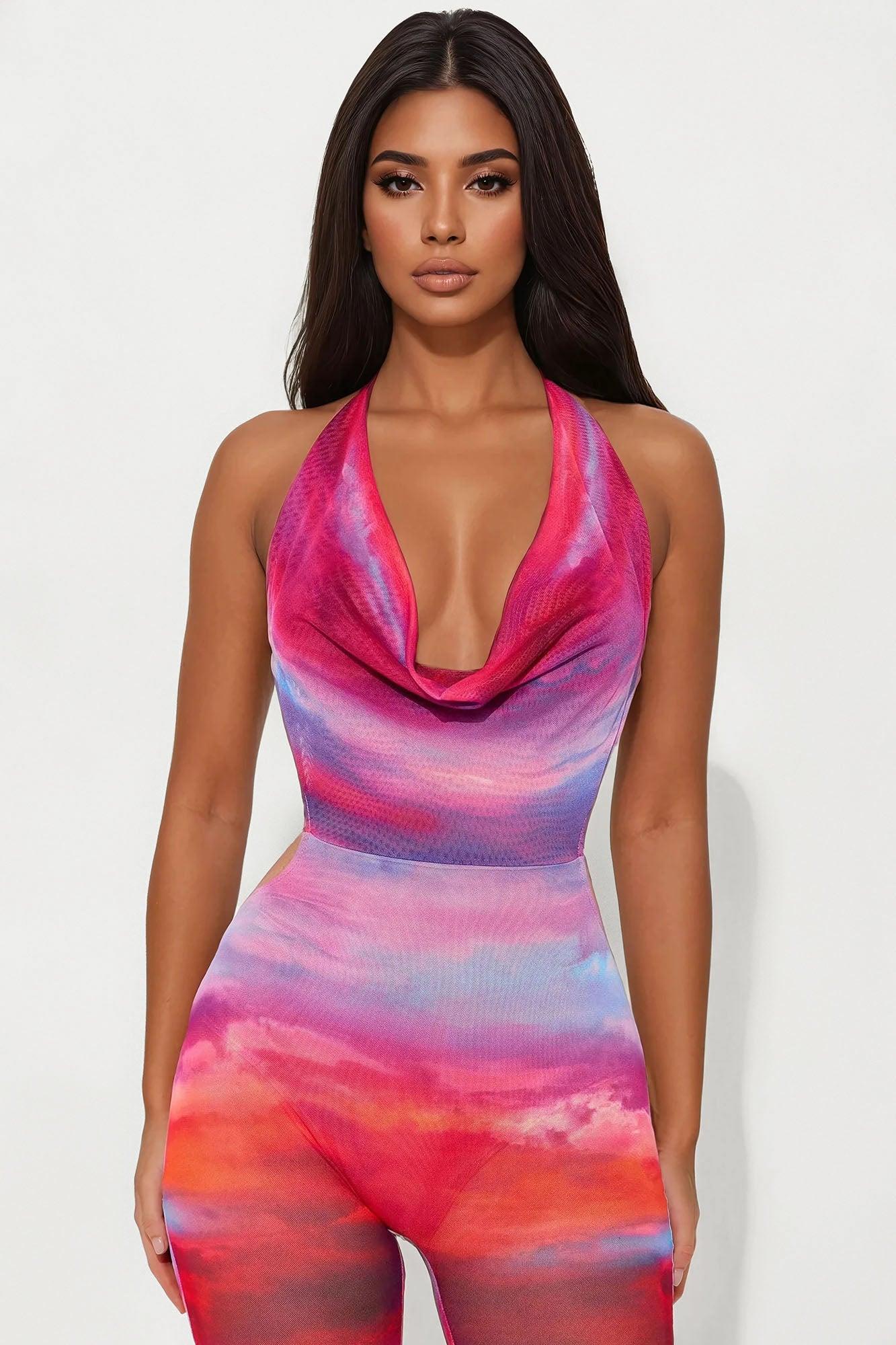Danielle Ombre Mesh Jumpsuit - Purple/combo Product Image