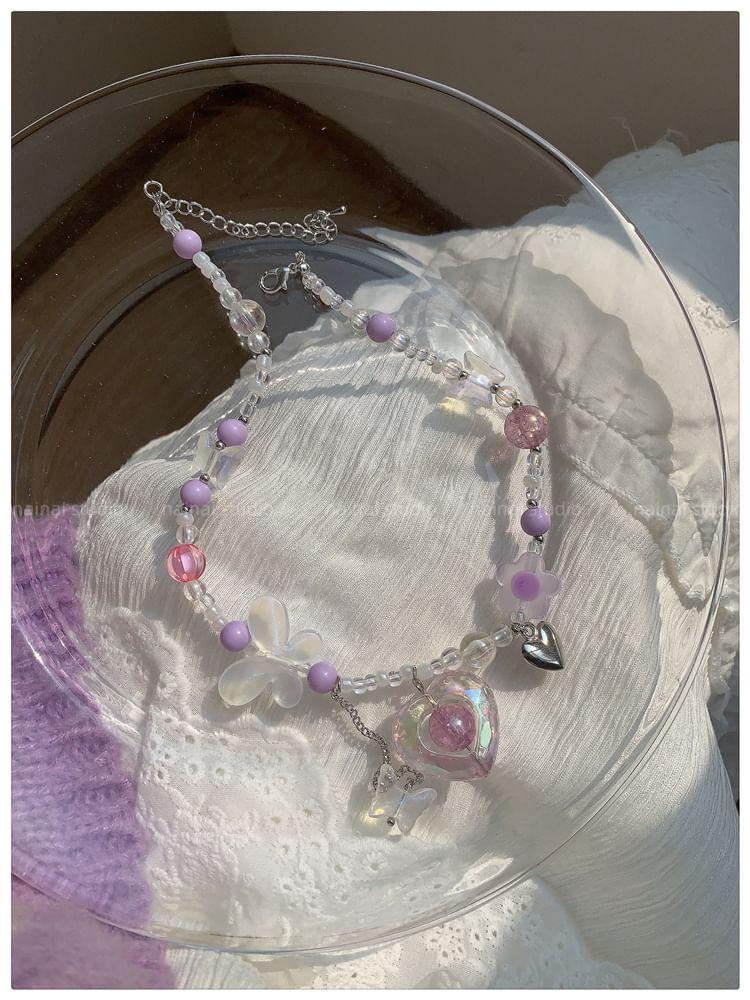 Heart Butterfly Bead Choker Product Image