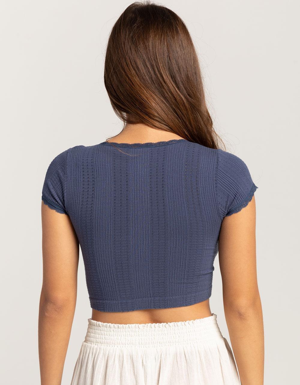 BDG Urban Outfitters Going For Gold Womens Pointelle Tee - BLUE Product Image