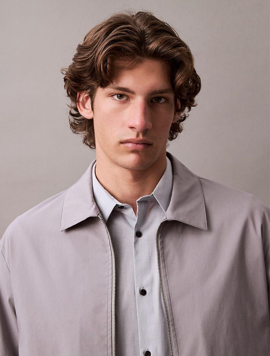 Calvin Klein Men's Slim Stretch Button-Down Shirt - Grey - S Product Image